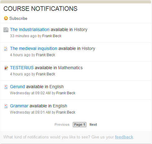 Course content blocks